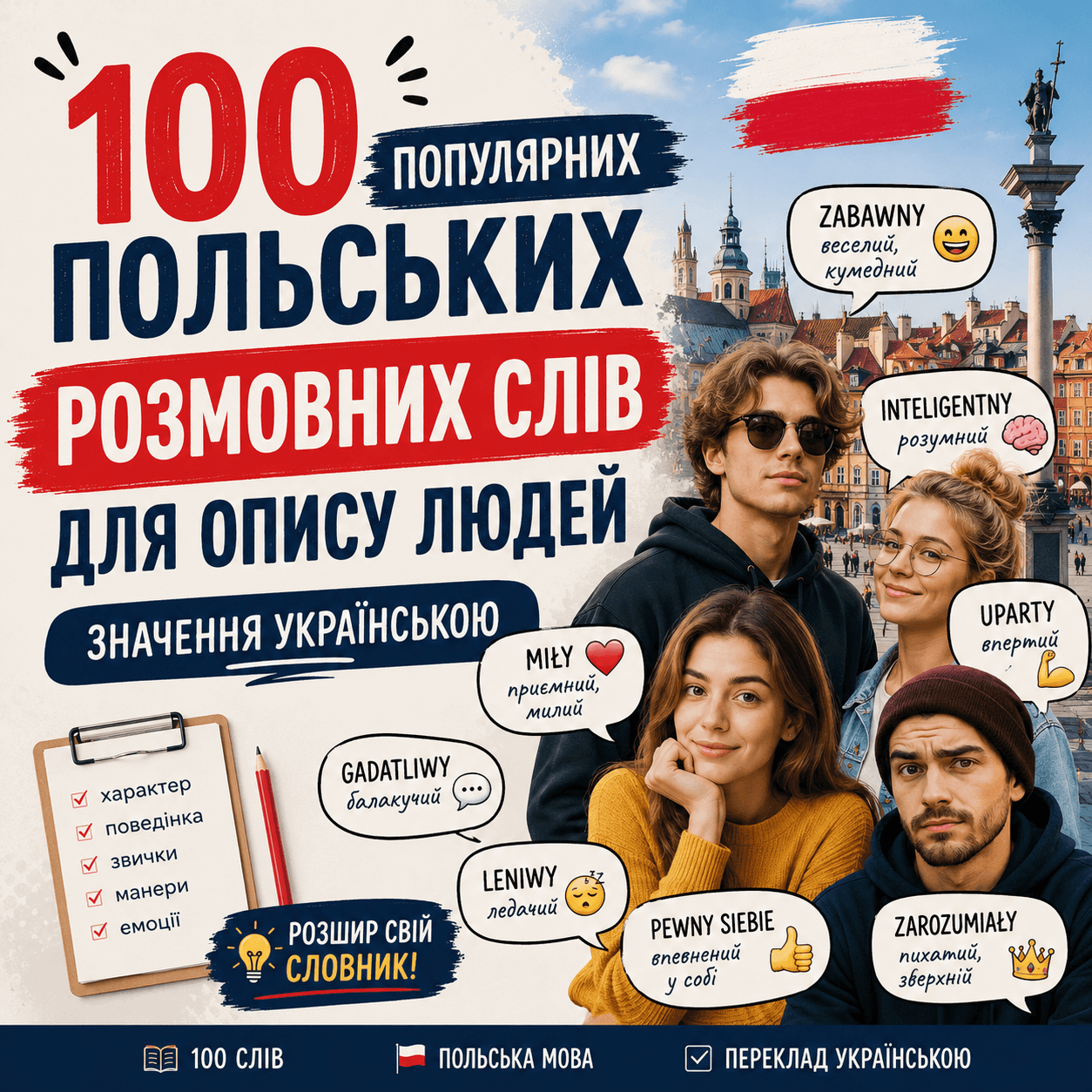 100 популярних польських розмовних слів для опису людей