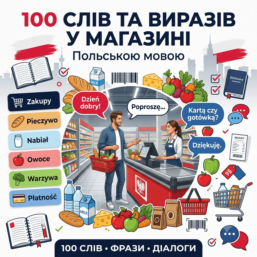 100 виразів та слів у магазині польською мовою