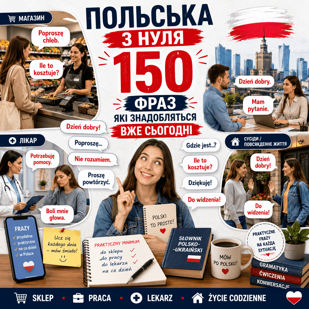 Польська з нуля: 150 фраз які вам знадобляться вже сьогодні